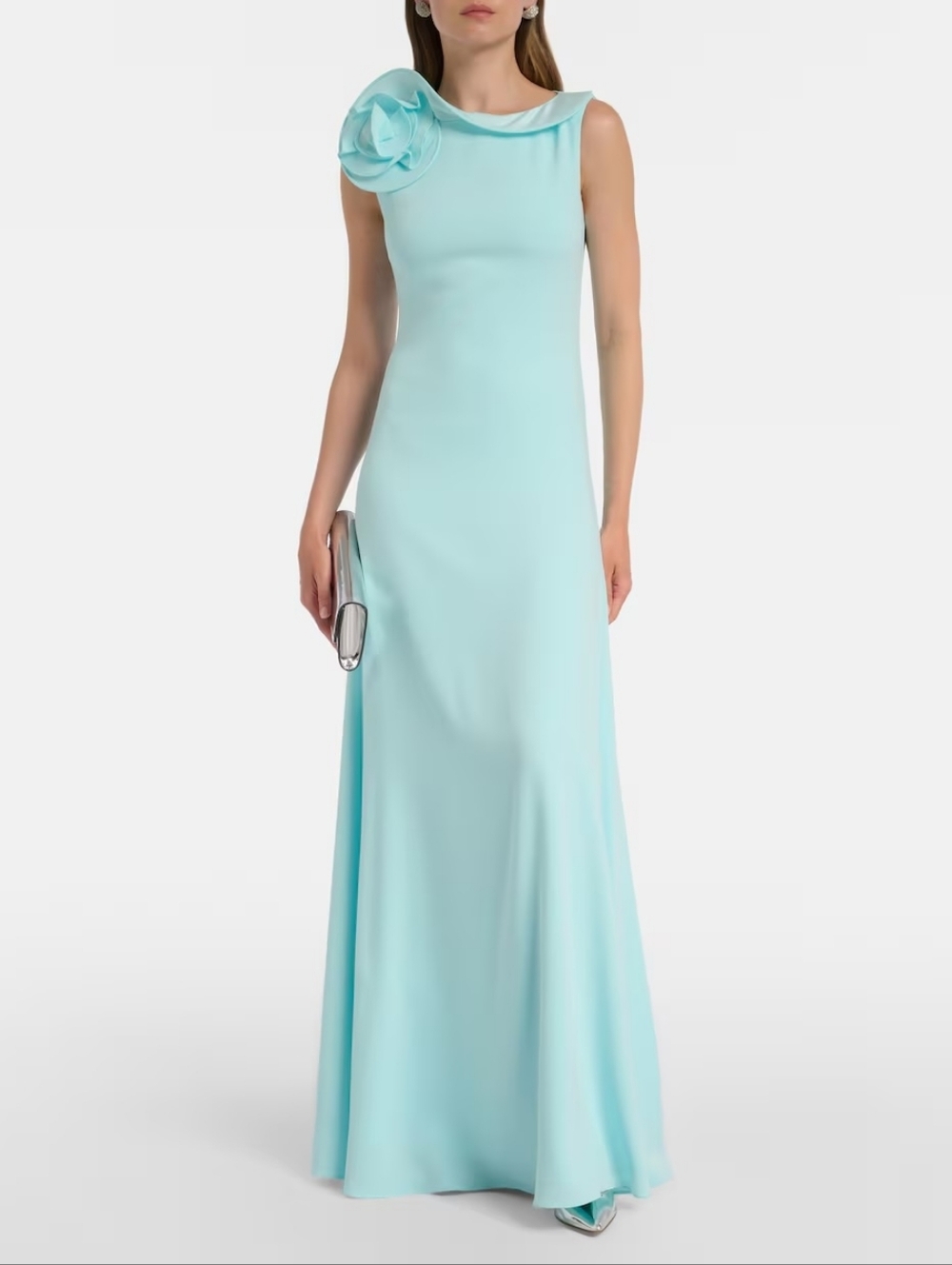 Roland Mouret Flower Collared Sleeveless Maxi Dress